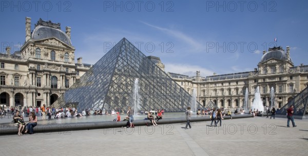 Courtyard of the Louvre with pyramid by Ieoh Ming Pei