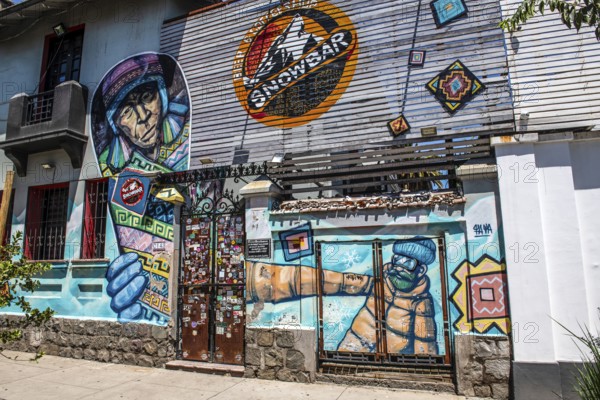 Graffiti art in the Bellavista neighbourhood, Santiago de Chile, Chile, South America