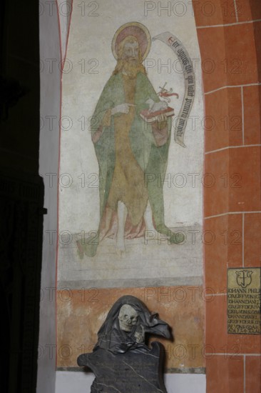 South aisle, frescoes in the west side chapel, St John the Baptist Church, Church of St, St, St,