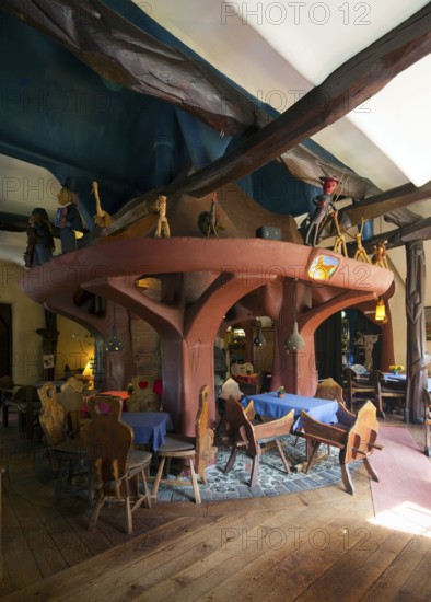 Built 1922-1923 by Bernhard Hoetger, café interior with large fireplace and furniture by Hoetger