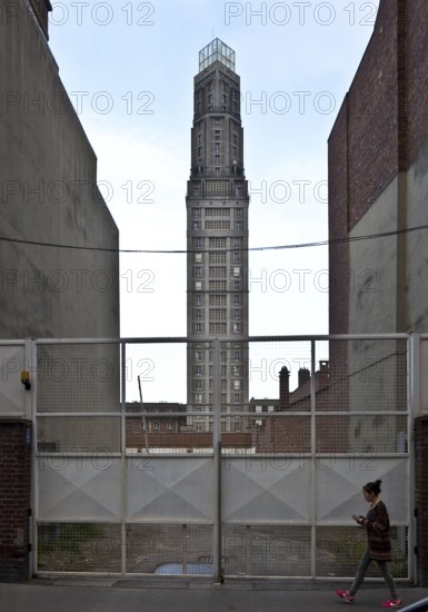View from the north-east through a gap in Rue Lamartine, designed by Auguste Perret in 1942, built