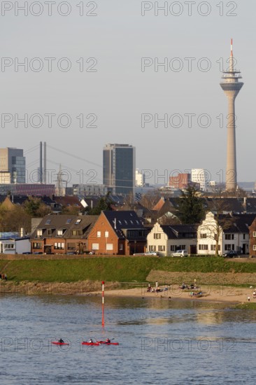 Düsseldorf, view of the city centre and the Hamm district from the Südbrücke bridge
