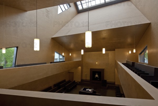 Built 2008-2010 by Manuel Herz, prayer hall View from the gallery to the east