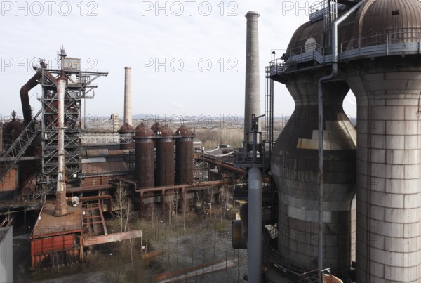 Former Thyssen AG steelworks, view from blast furnace 5 to Cowper plant and blast furnace 2