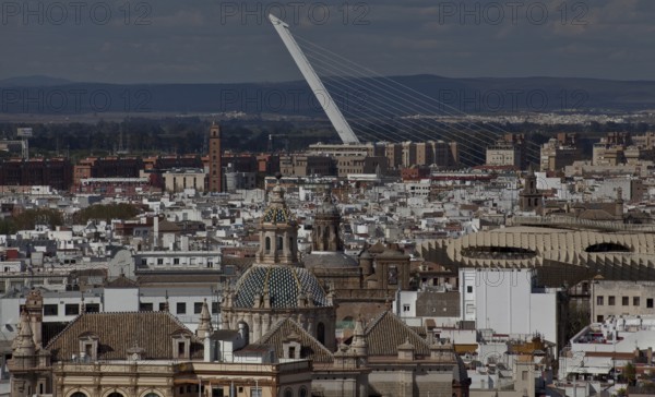 Seville, Cathedral. View from the south from the bell tower of Seville Cathedral, St, Saint, Saint