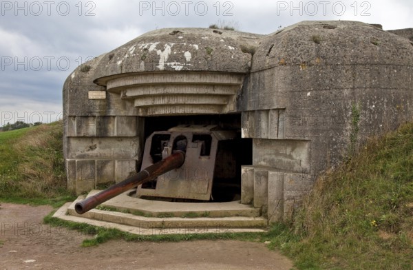 Gun bunker of a German coastal battery in the course of the Atlantic Wall, calibre of the cannon