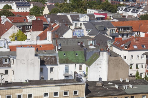 Residential building in the Karolinenviertel, aerial view, Hamburg, Germany, Europe