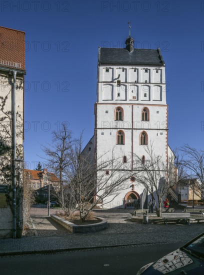 Borna. St Mary's Church. View of the tower. Borna near Leipzig City Church of St Mary late
