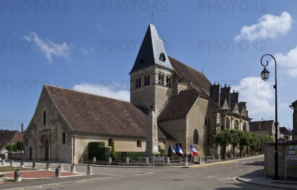 Ligny-le-Chatel Burgundy 70028 Church of St Peter and Paul old nave and tower 12th century new east