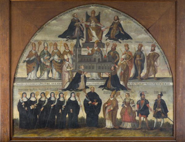 Brauweiler near Pulheim, St Nicholas' Abbey Church, tower hall, painting from 1657, donor couple