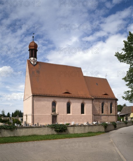 St Sebastian's Church from the south. Remodelled in 1740/42 by the Teutonic Order in the Rococo