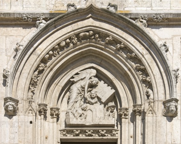 South west portal, tympanum, angel liberates St Peter, St, Saint