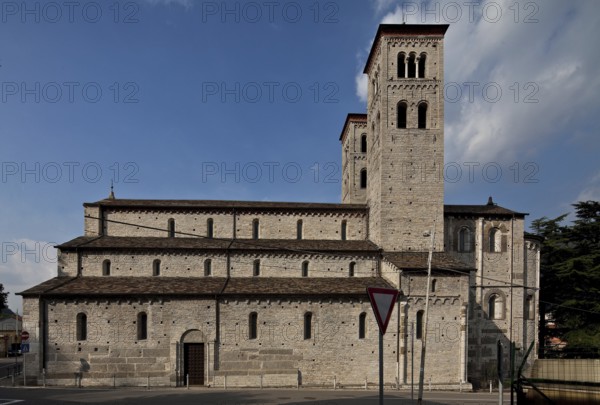 Italy Como Church of San Abbondio View from south with two-storey apse Choir and choir flank towers