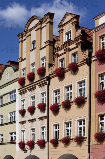 Arbour houses on the north-east side of the market square, view from the south-east, reconstruction