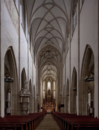 Built 1280-1390, interior facing east, pulpit 1592, high altar 19th century, St., Sankt, Saint