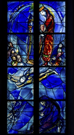 Window by Marc Chagall in the choir, created from 1978, St., Sankt, Saint