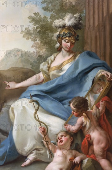 Wall painting by Stefano Torelli: Allegorical figures of the virtues of the councillors