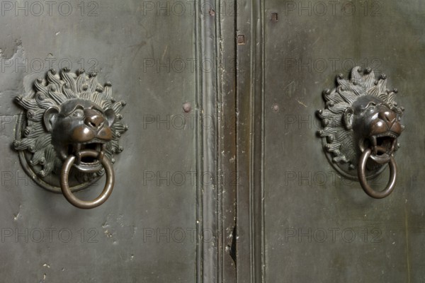 Mainz, St Martin's Cathedral, north side, market portal, bronze lions as door handles