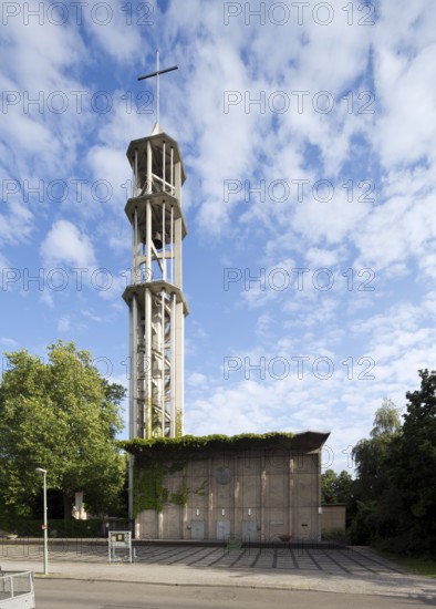Built in 1957 by Ludwig Lemmer, façade with bell tower, St., Sankt, Saint