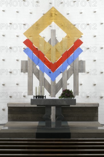 1966-1967 by Joachim G. Hanke, altar with apparent perspective effect, St., Sankt, Saint
