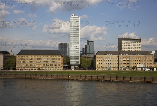 View from the Rheinkniebrücke, on the left the building by Peter Behrens, tower block by Paul