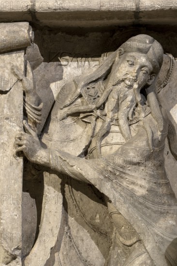 Souillac, former abbey church of Sainte-Marie, portal sculptures, relocated to the interior in the