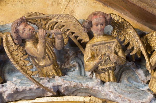 Centre section with angels playing music, St., Sankt, Saint