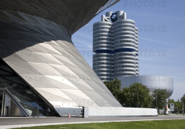 BMW site, BMW Tower, BMW World by Coop Himmelb (l) au (2007) and BMW Tower by Karl Schwanzer (1972)