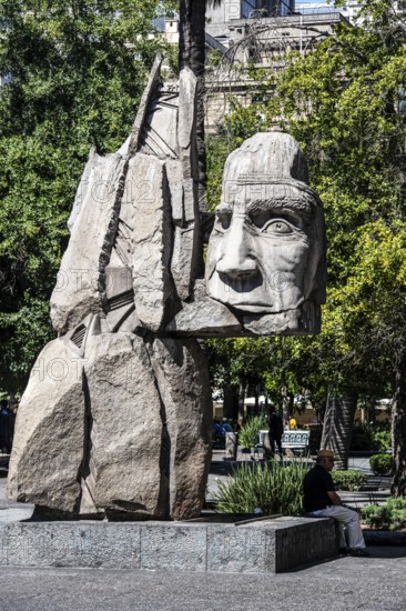 Monument to the indigenous people of E. Villalonos, Plaza de Armas, Santiago de Chile, Chile, South