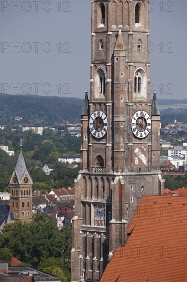 Tower from south-east, view from Trausnitz Castle, St., Sankt, Saint