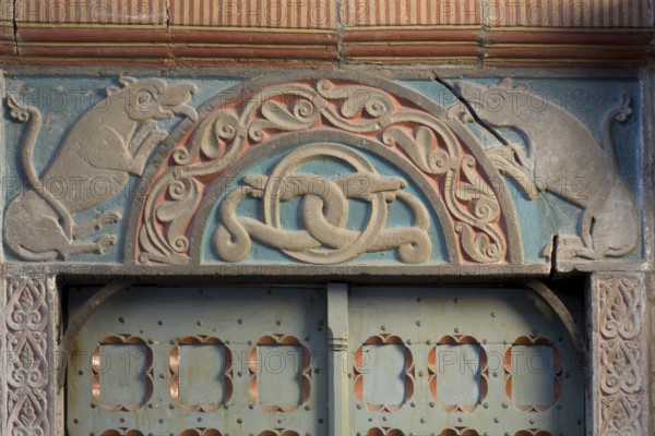 Brauweiler near Pulheim, St Nicholas Abbey Church, vestibule, west portal with tympanum, lions and