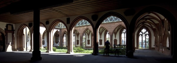 View through the connecting hall to the east into the small cloister, St., Sankt, Saint