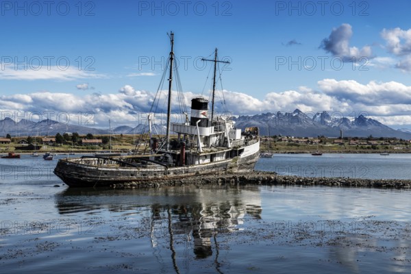 Old coal steamer in the harbour ofUshuaia, Argentina, South America