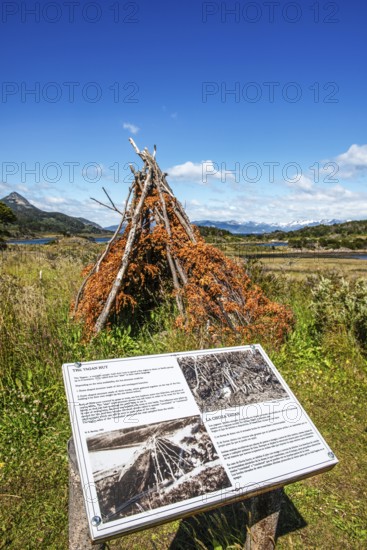 Hut of the Yaghan, the indigenous people of Wulaia Bay, Beagle Street, Ushuaia, Tierra del Fuego,