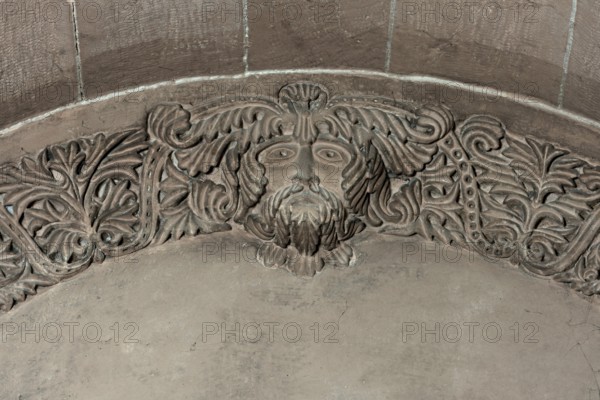 Worms, St Peter's Cathedral, north portal interior, leaf mask