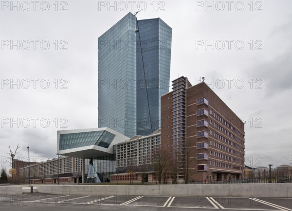 Frankfurt M European Central Bank 2010-14 architecture Coop Himmelb (l) au view from NW 185 m high