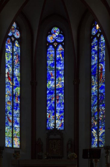 Window by Marc Chagall in the choir, created from 1978, St., Sankt, Saint