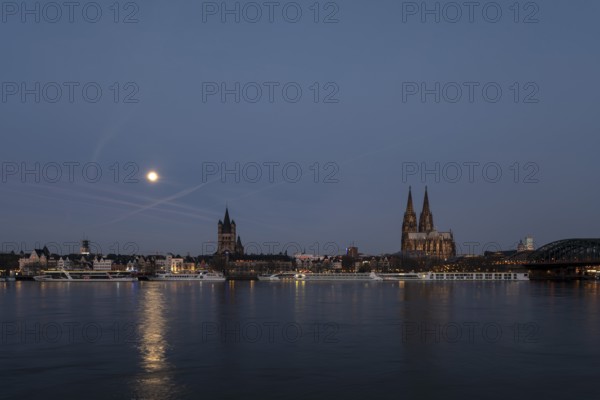Cologne, view from the right bank of the Rhine to the cathedral, St Martin's Cathedral and the town