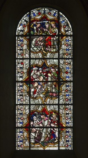 South transept window from 1901/1902 with scenes from the life of the Apostle James the Elder