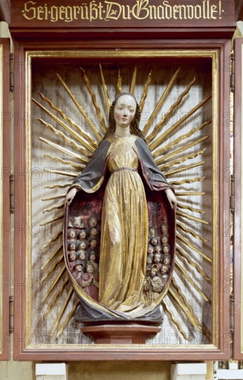 Gothic aureole Madonna. The Dominican Church of St Blasius in the old town of Regensburg was built