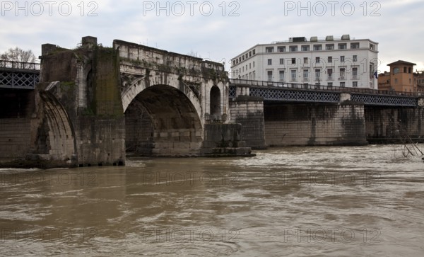 Bridge ruins in the Tiber