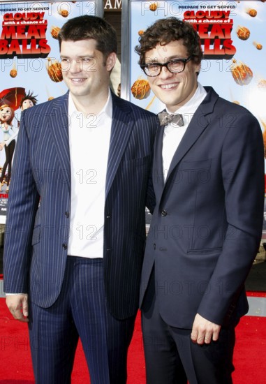 Phil Lord and Chris Miller at the Los Angeles premiere of 'Cloudy With A Chance Of Meatballs' held