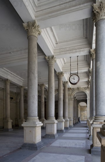 Czech Rep Karlovy Vary/Karlsbad Mill Fountain Colonnade. Longitudinal view. Built 1871-1881 by
