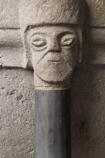Pilgrimage church, Romanesque mask on the baptismal font, St., Saint, Saint