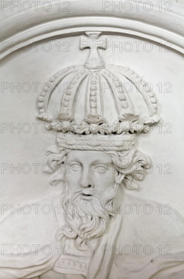 Cornelius Chapel, stucco detail Bishop, St., Saint, Saint