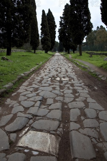 Streetscape with antique paving and cart tracks
