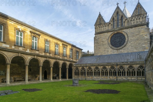 Cloisters of Lincoln cathedral church, city of Lincoln, Lincolnshire, England, UK
