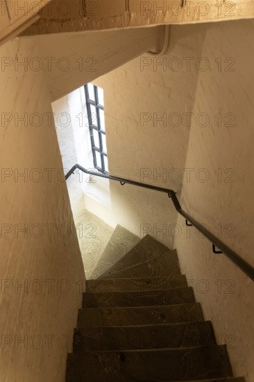Stone staircase inside Victorian prison, Lincoln Castle, city of Lincoln, Lincolnshire, England, UK