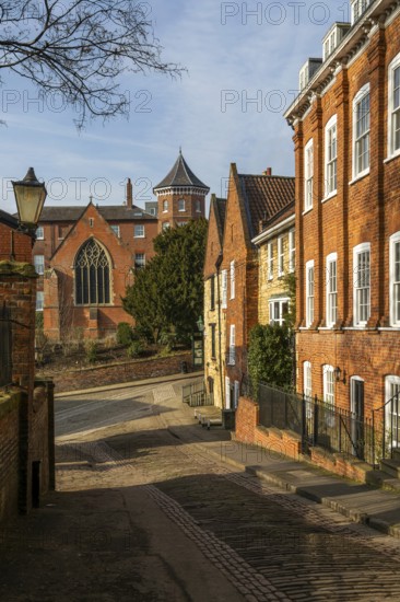 Historic buildings of Christ's Hospital Terrace, city of Lincoln, Lincolnshire, England, UK