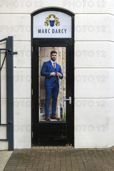 Poster advert for Marc Darcy menswear fashion brand mens' clothes, Chippenham, Wiltshire, England,